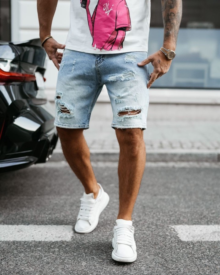 Spodenki jeansowe męskie OLAVOGA DRIFT 2025 niebieskie - FashionPlace - 1