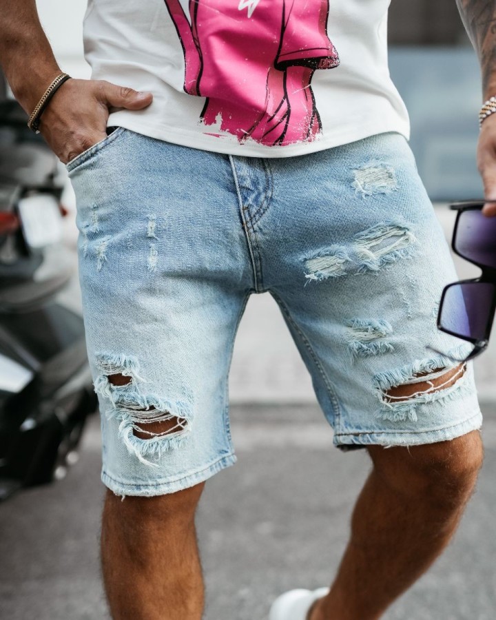 Spodenki jeansowe męskie OLAVOGA DRIFT 2025 niebieskie - FashionPlace - 2