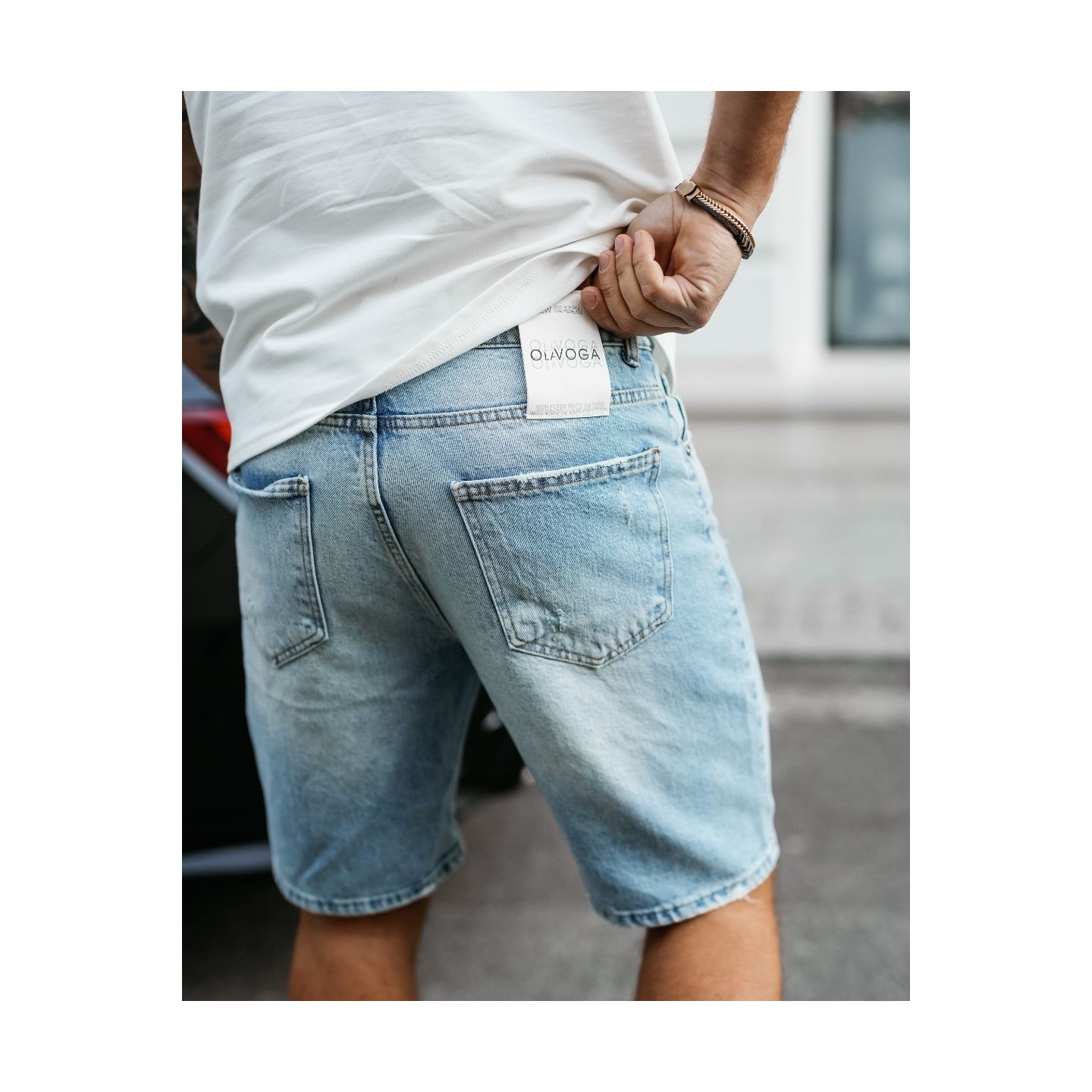 Spodenki jeansowe męskie OLAVOGA DRIFT 2025 niebieskie - FashionPlace - 3
