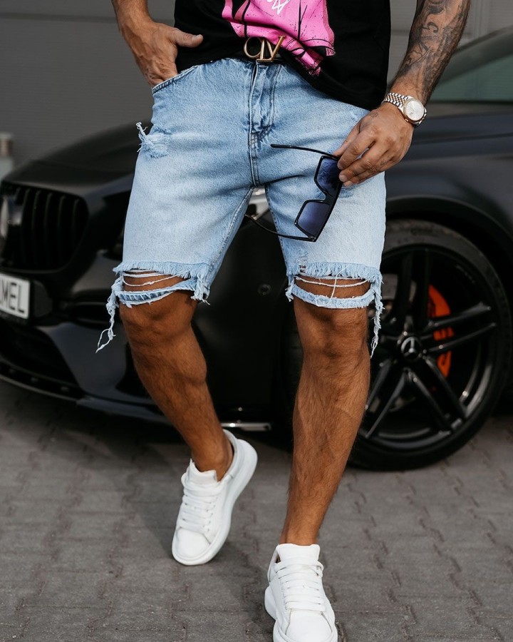 Spodenki jeansowe męskie OLAVOGA CANYON 2025 niebieskie - FashionPlace - 2