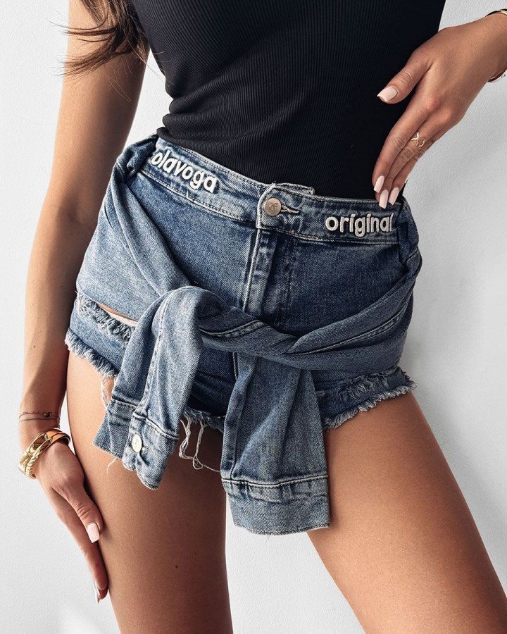Spodenki jeansowe damskie OLAVOGA DUALLY 2025 niebieskie - FashionPlace - 2