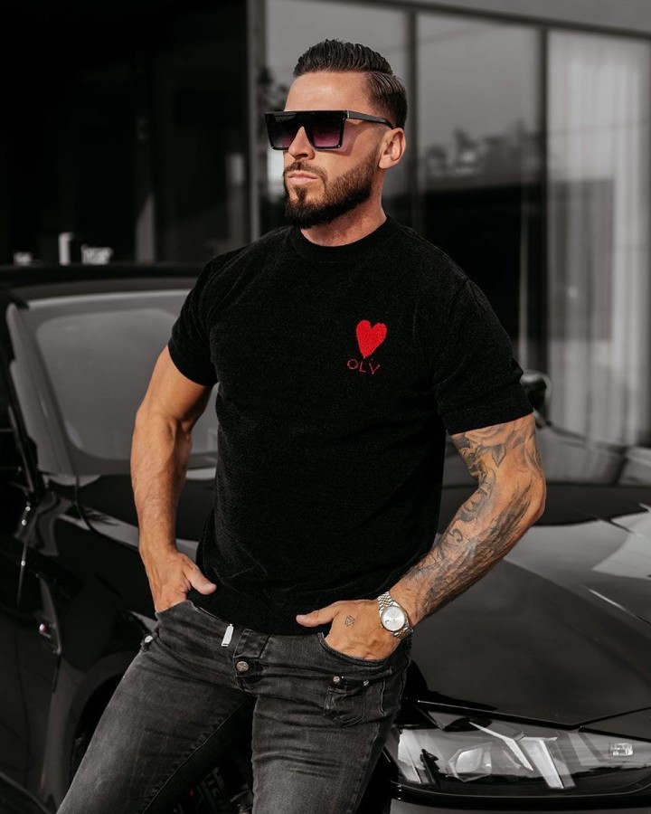 T-shirt męski OLAVOGA LUV 2025 czerń - FashionPlace - 2