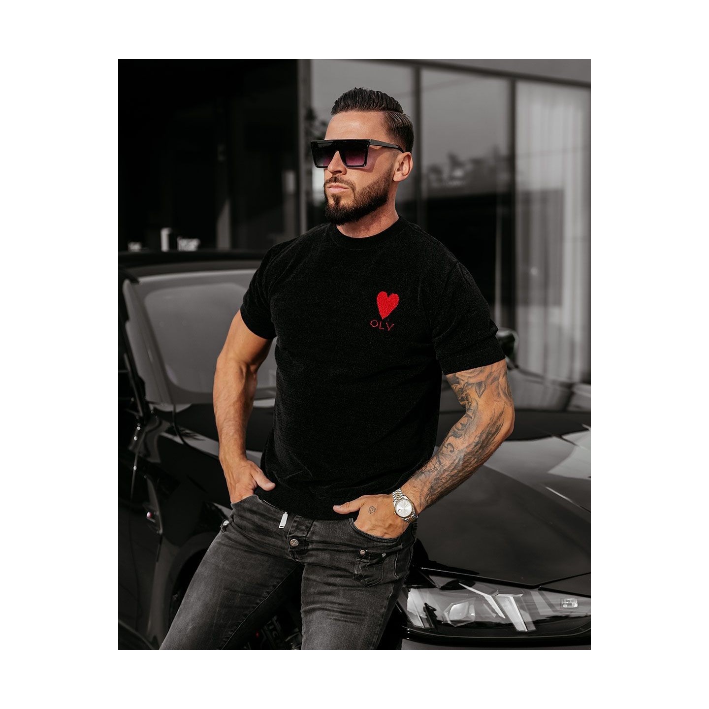 T-shirt męski OLAVOGA LUV 2025 czerń - FashionPlace - 2