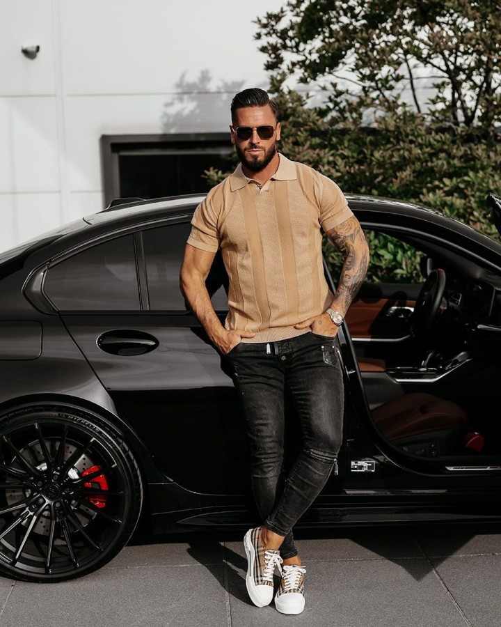 Koszulka polo męska OLAVOGA REER 2025 beż - FashionPlace - 2