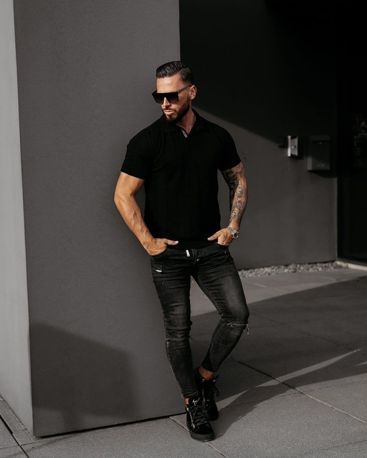 Koszulka polo męska OLAVOGA REER 2025 czerń - FashionPlace - 2