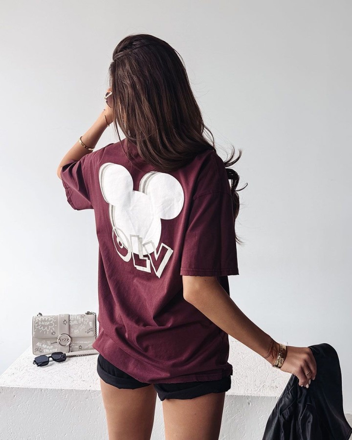 T-shirt damski OLAVOGA BESCO 2025 burgund - FashionPlace - 3