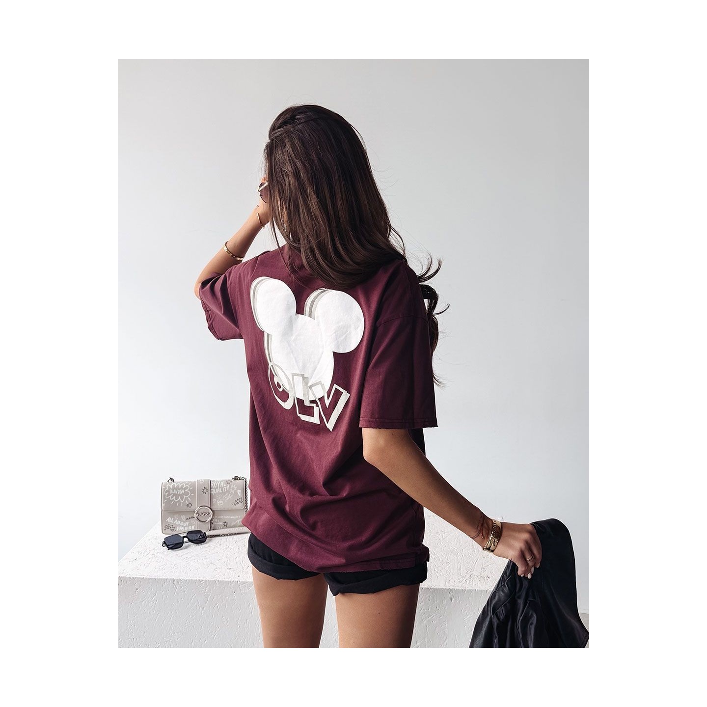 T-shirt damski OLAVOGA BESCO 2025 burgund - FashionPlace - 3