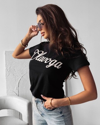 T-shirt damski OLAVOGA LUXE 2025 czerń - FashionPlace - 1