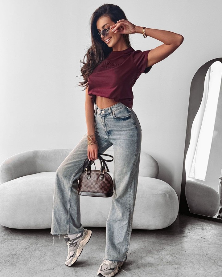 T-shirt damski OLAVOGA SUBTLE 2025 burgund - FashionPlace - 3