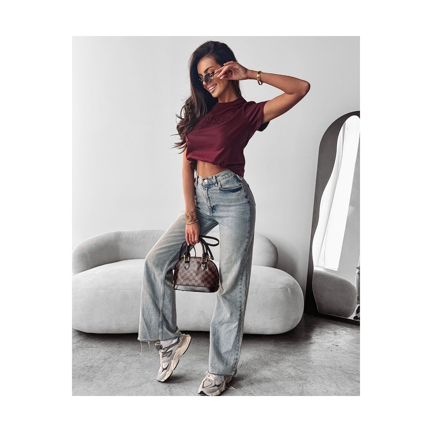 T-shirt damski OLAVOGA SUBTLE 2025 burgund - FashionPlace - 3