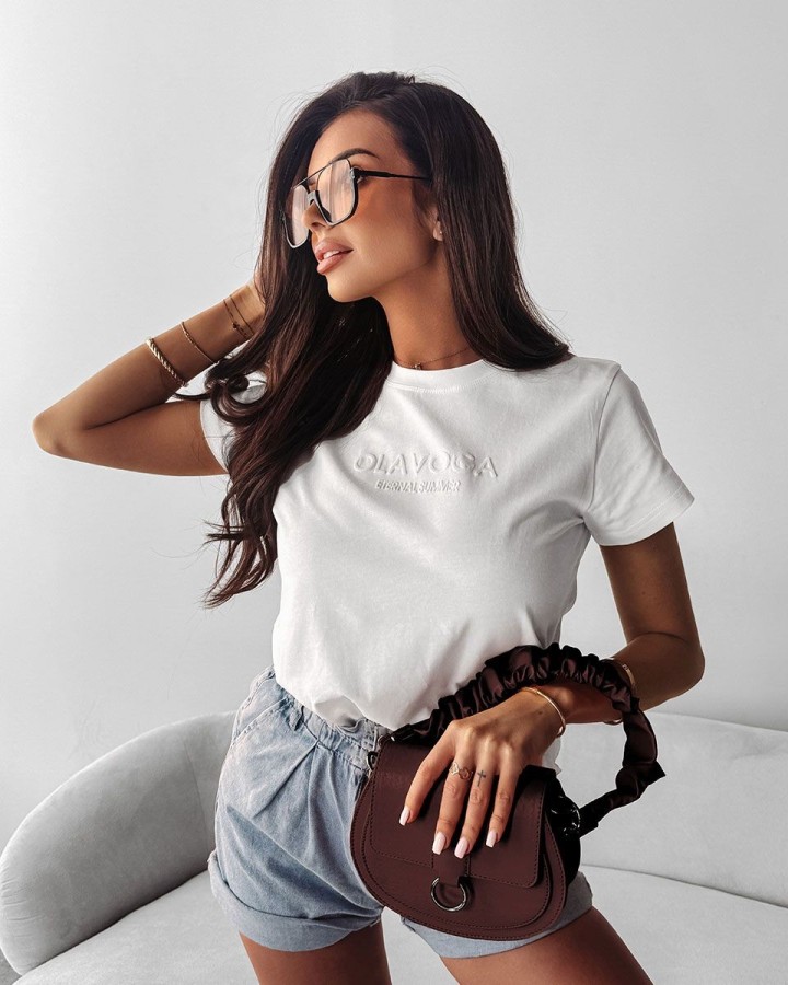 T-shirt damski OLAVOGA SUBTLE 2025 ecru - FashionPlace - 1
