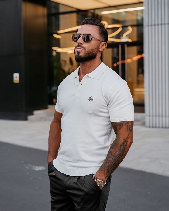 T-shirt męski polo OLAVOGA TWIST 2025 ecru - FashionPlace - 2