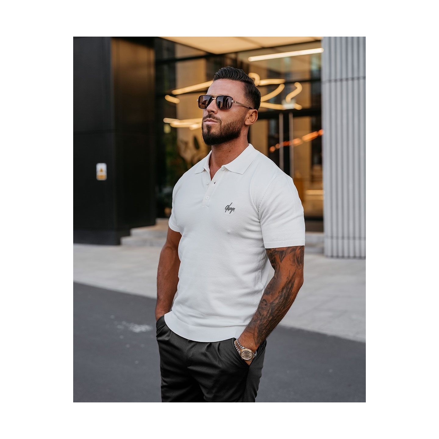 T-shirt męski polo OLAVOGA TWIST 2025 ecru - FashionPlace - 2