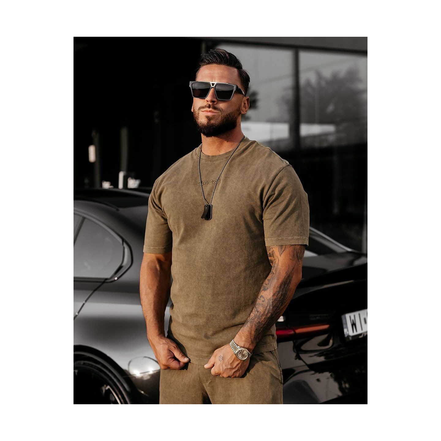 T-shirt męski OLAVOGA XATO 2025 khaki - FashionPlace - 2