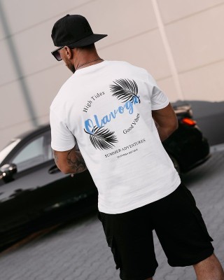 T-shirt męski OLAVOGA PALM WAVE 2025 ecru - FashionPlace - 1