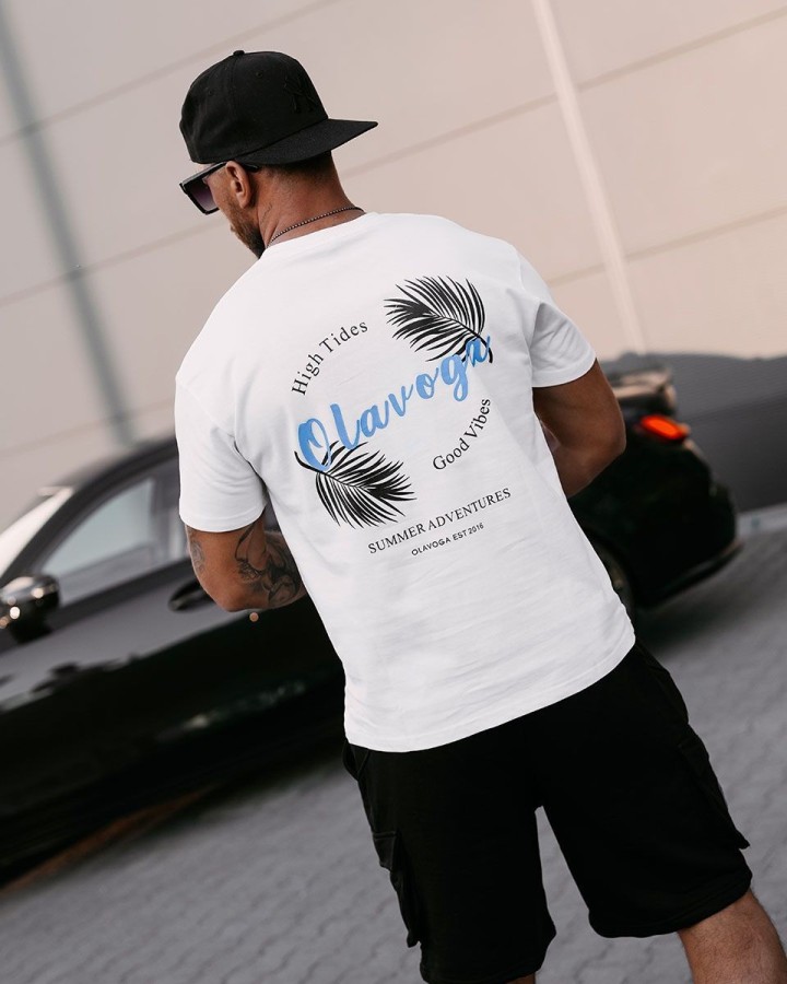 T-shirt męski OLAVOGA PALM WAVE 2025 ecru - FashionPlace - 1