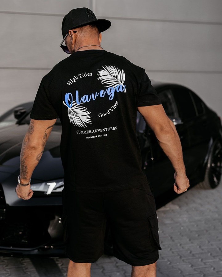 T-shirt męski OLAVOGA PALM WAVE 2025 czerń - FashionPlace - 3