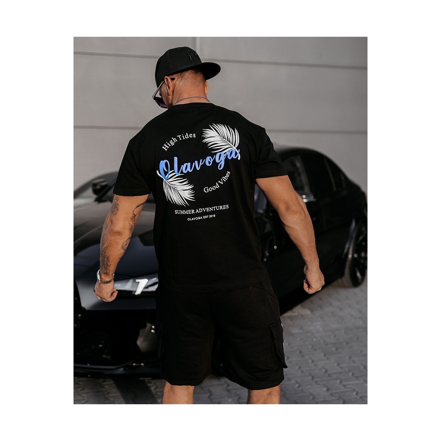 T-shirt męski OLAVOGA PALM WAVE 2025 czerń - FashionPlace - 3