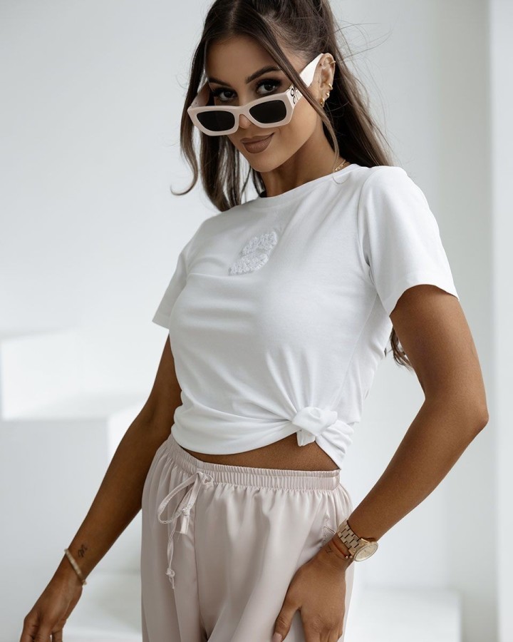 T-shirt damski OLAVOGA LOE 2025 ecru - FashionPlace - 2