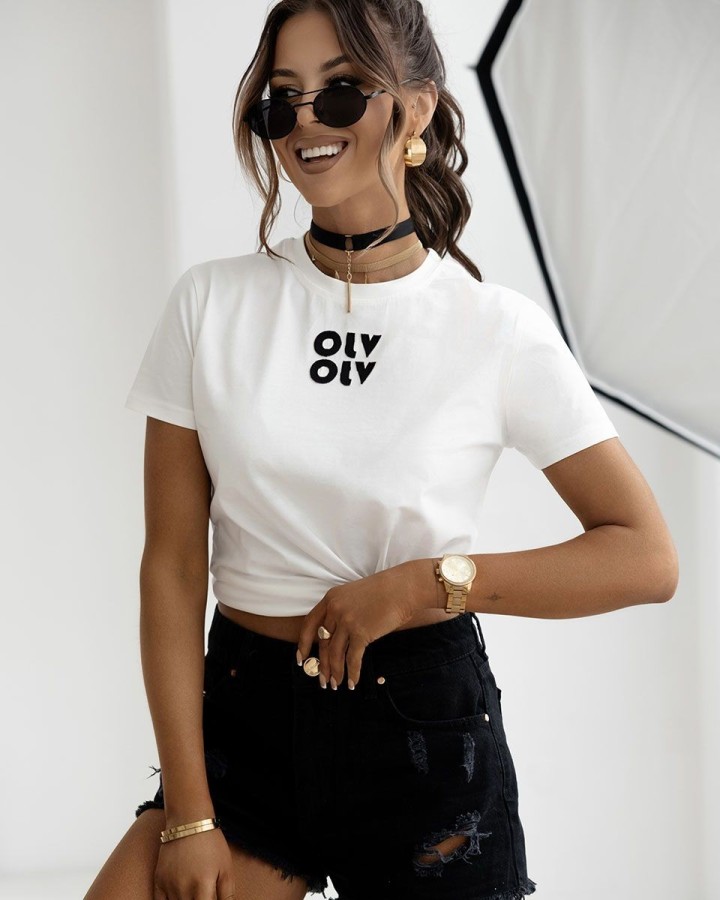 T-shirt damski OLAVOGA CLOUD 2025 ecru - FashionPlace - 3