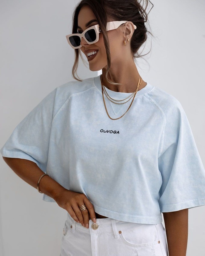 T-shirt damski OLAVOGA VIROTO 2025 jasny niebieski - FashionPlace - 3