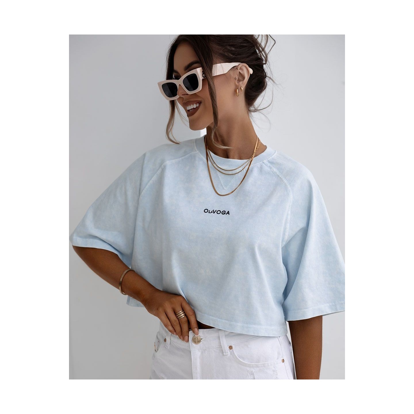 T-shirt damski OLAVOGA VIROTO 2025 jasny niebieski - FashionPlace - 3