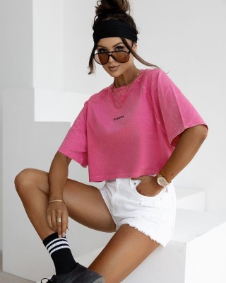 T-shirt damski OLAVOGA VIROTO 2025 neon róż - FashionPlace - 1