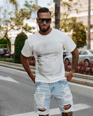 T-shirt męski OLAVOGA SMOKE 2025 ecru - FashionPlace - 1