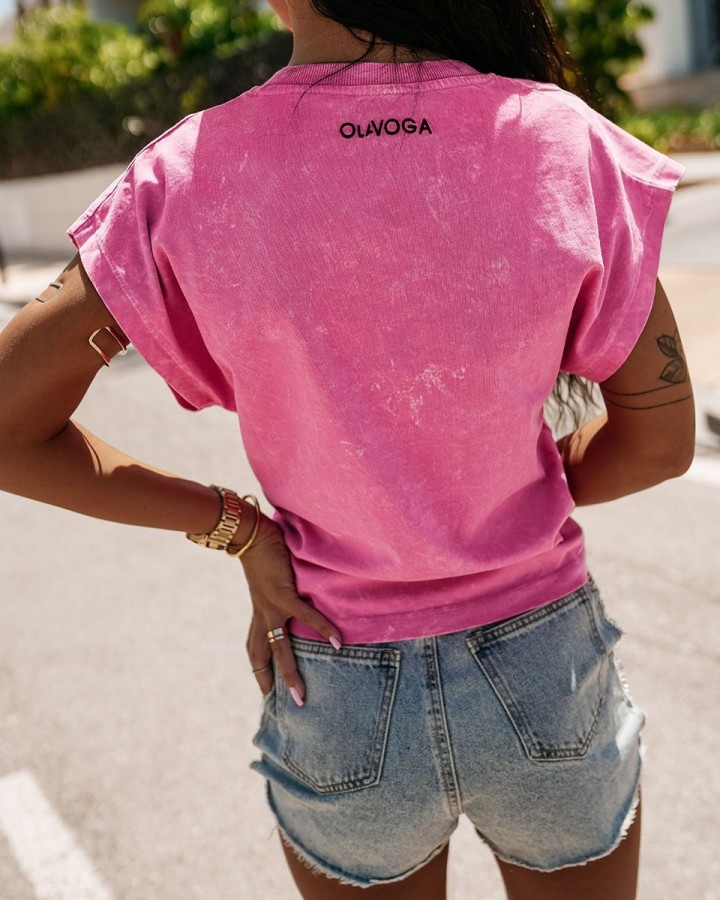 T-shirt damski OLAVOGA NEXIA 2025 neon róż - FashionPlace - 3