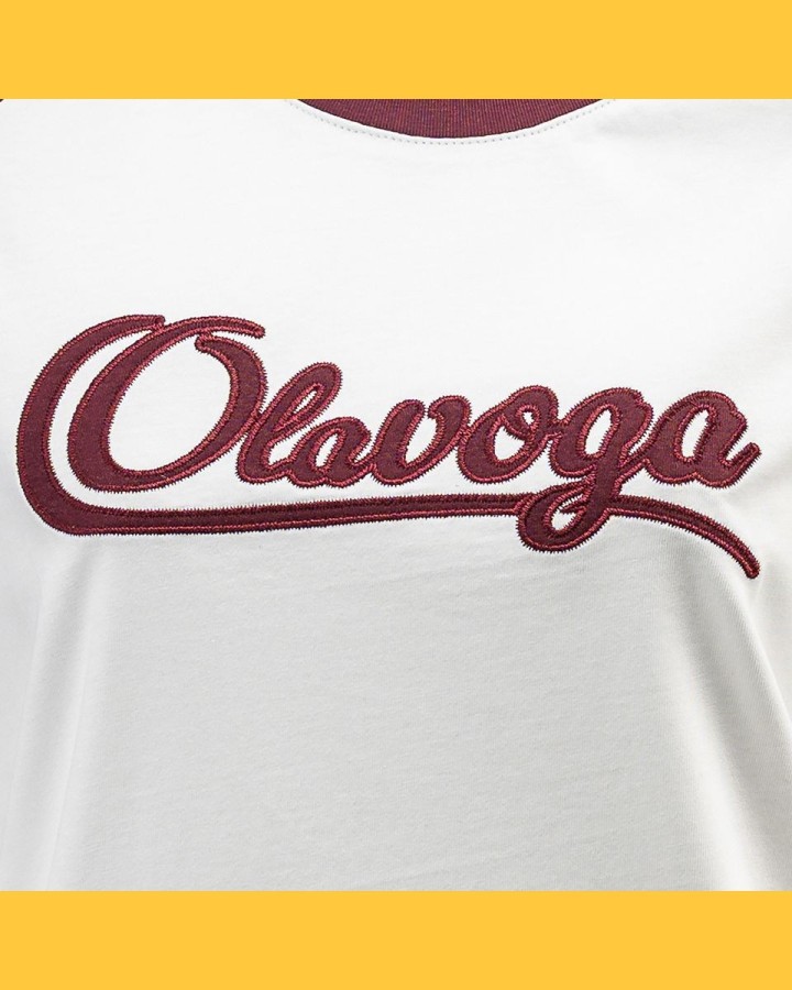 T-shirt damski OLAVOGA BOLD&BASIC 2025 ecru-burgund - FashionPlace - 4