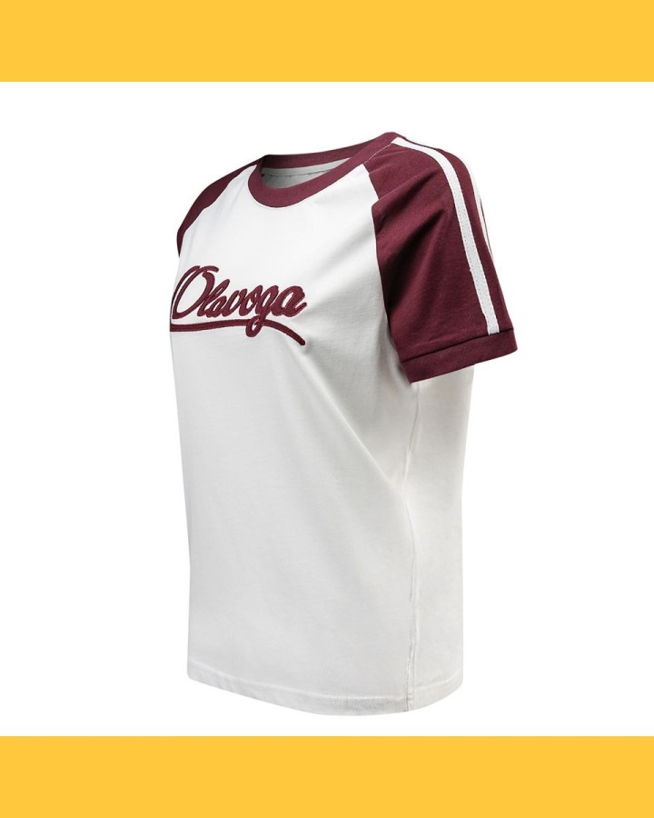 T-shirt damski OLAVOGA BOLD&BASIC 2025 ecru-burgund - FashionPlace - 5