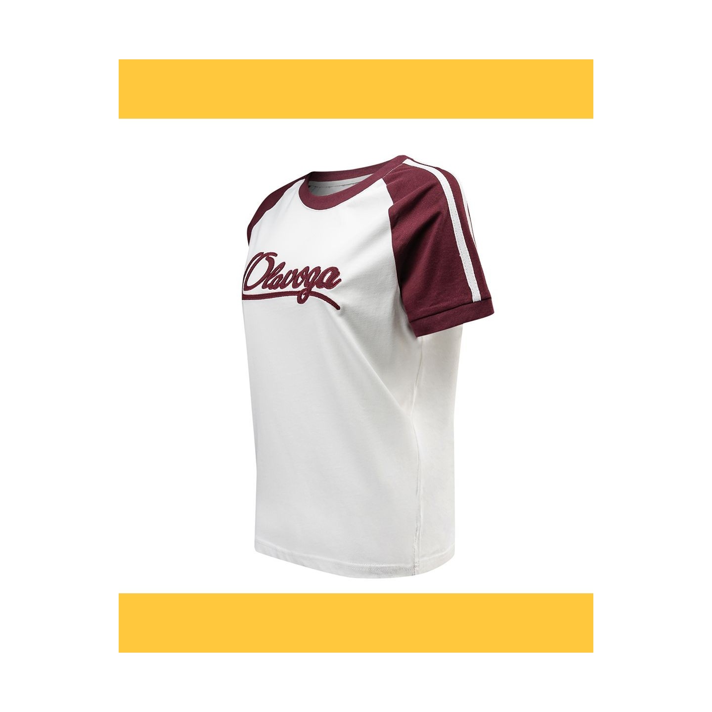 T-shirt damski OLAVOGA BOLD&BASIC 2025 ecru-burgund - FashionPlace - 5