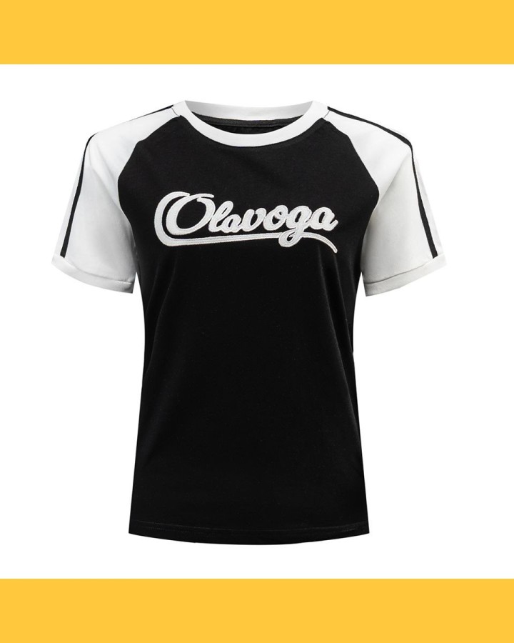 T-shirt damski OLAVOGA BOLD&BASIC 2025 czarny-ecru - FashionPlace - 3