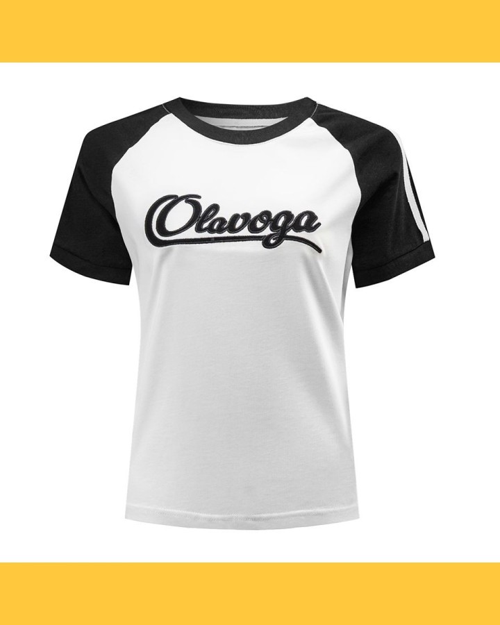 T-shirt damski OLAVOGA BOLD&BASIC 2025 ecru-czarny - FashionPlace - 3