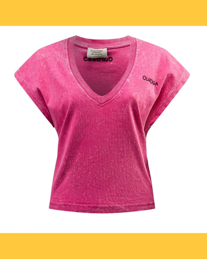 T-shirt damski OLAVOGA NEXIA 2025 neon róż - FashionPlace - 4