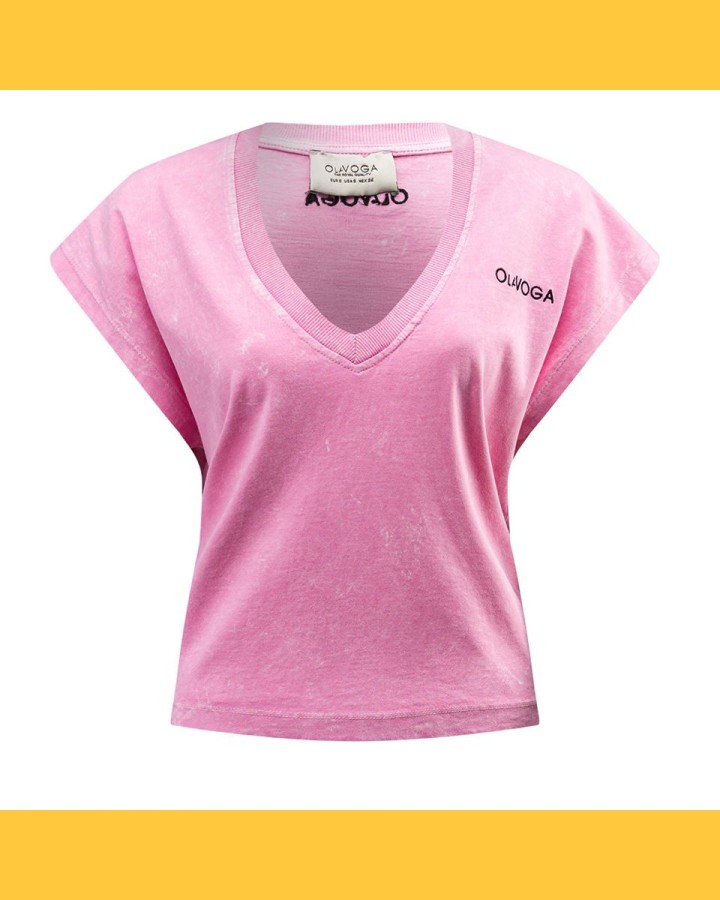 T-shirt damski OLAVOGA NEXIA 2025 pudrowy róż - FashionPlace - 4