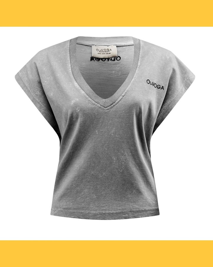 T-shirt damski OLAVOGA NEXIA 2025 jasny szary - FashionPlace - 7