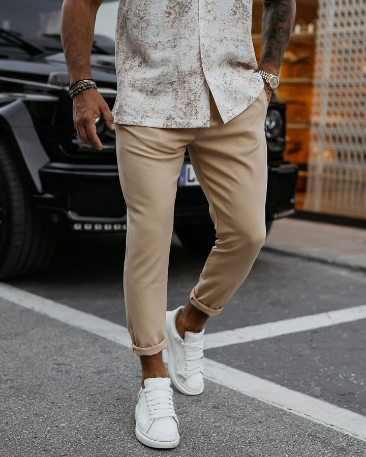 Spodnie męskie OLAVOGA WESTON 2025 beż - FashionPlace - 1