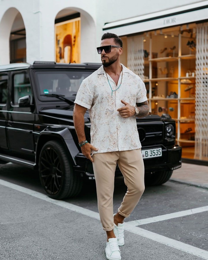 Spodnie męskie OLAVOGA WESTON 2025 beż - FashionPlace - 4