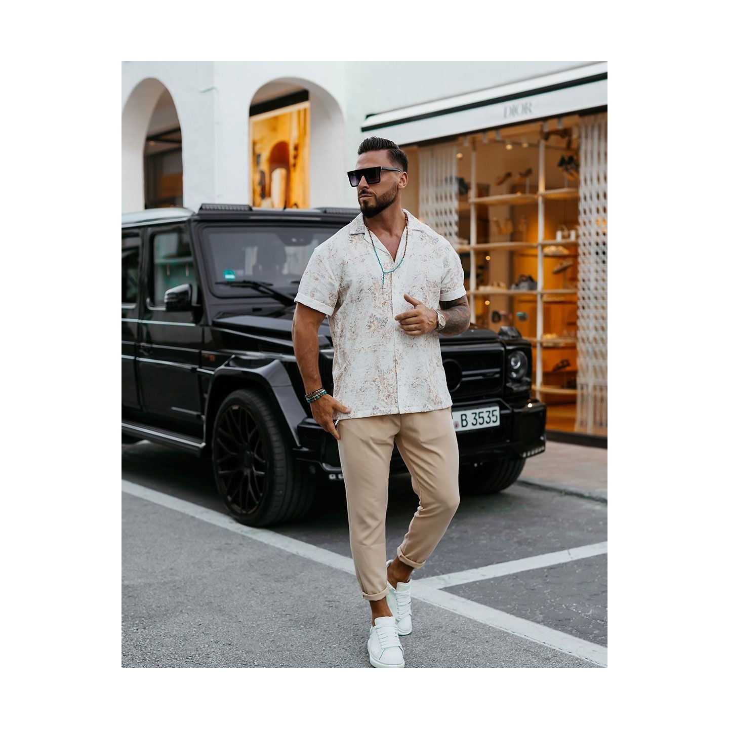 Spodnie męskie OLAVOGA WESTON 2025 beż - FashionPlace - 4