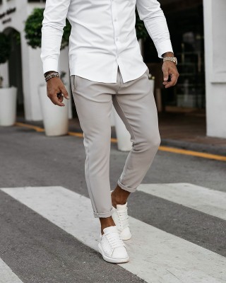 Spodnie męskie OLAVOGA WESTON 2025 ecru - FashionPlace - 1