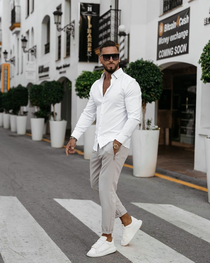 Spodnie męskie OLAVOGA WESTON 2025 ecru - FashionPlace - 3
