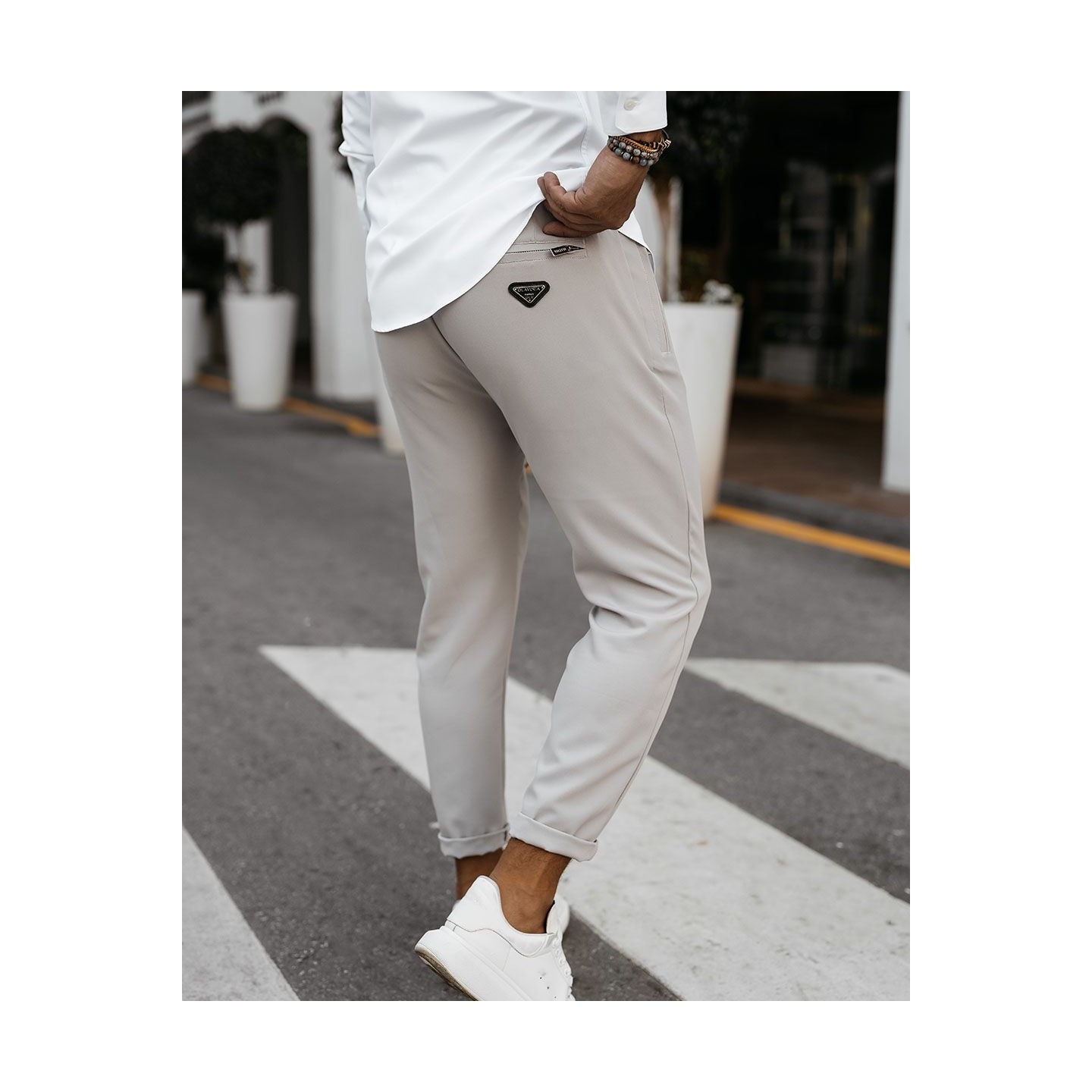 Spodnie męskie OLAVOGA WESTON 2025 ecru - FashionPlace - 4