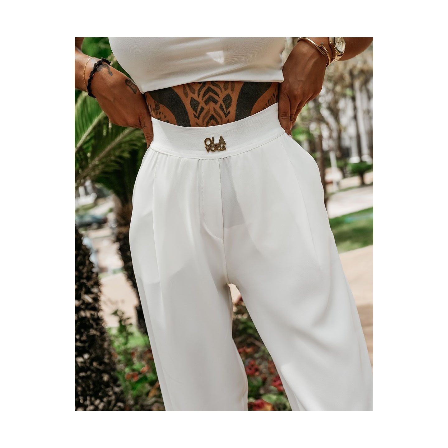 Spodnie damskie OLAVOGA POLEM 2025 ecru - FashionPlace - 5