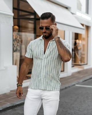 Koszula męska OLAVOGA PORDE 2025 zielony - FashionPlace - 1
