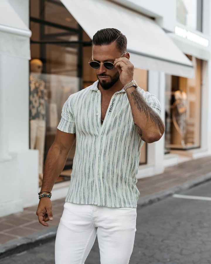 Koszula męska OLAVOGA PORDE 2025 zielony - FashionPlace - 1