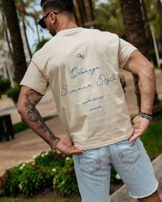 T-shirt męski OLAVOGA BLUE HARMONY 2025 beż - FashionPlace - 1
