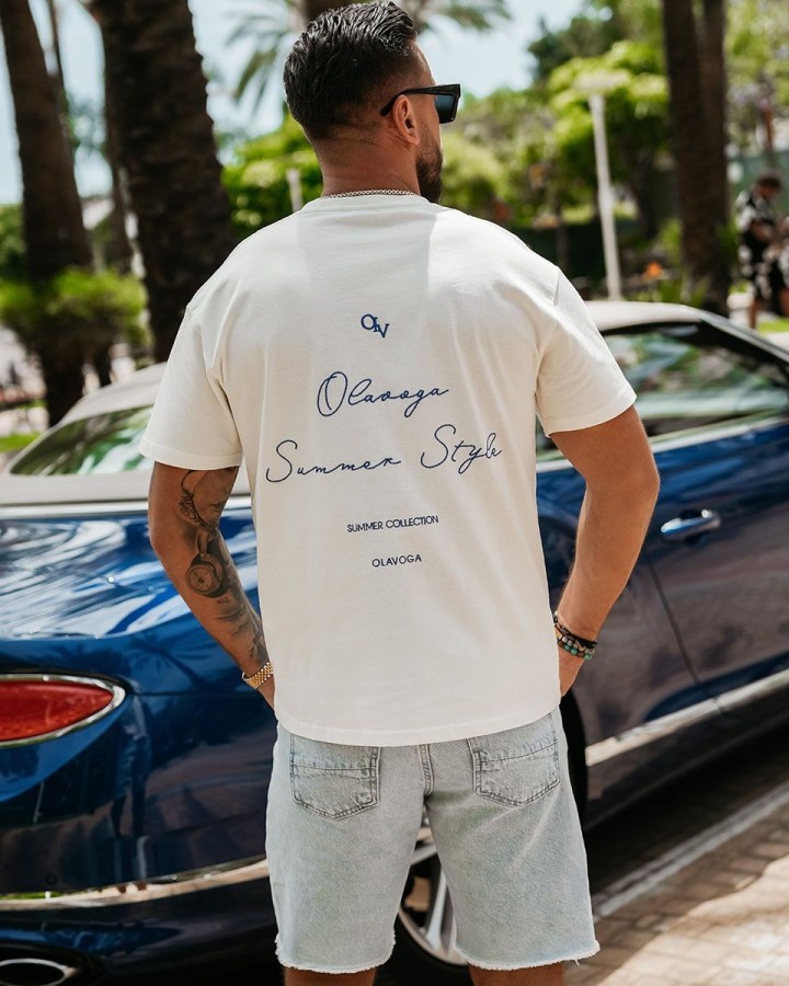 T-shirt męski OLAVOGA BLUE HARMONY 2025 ecru - FashionPlace - 3