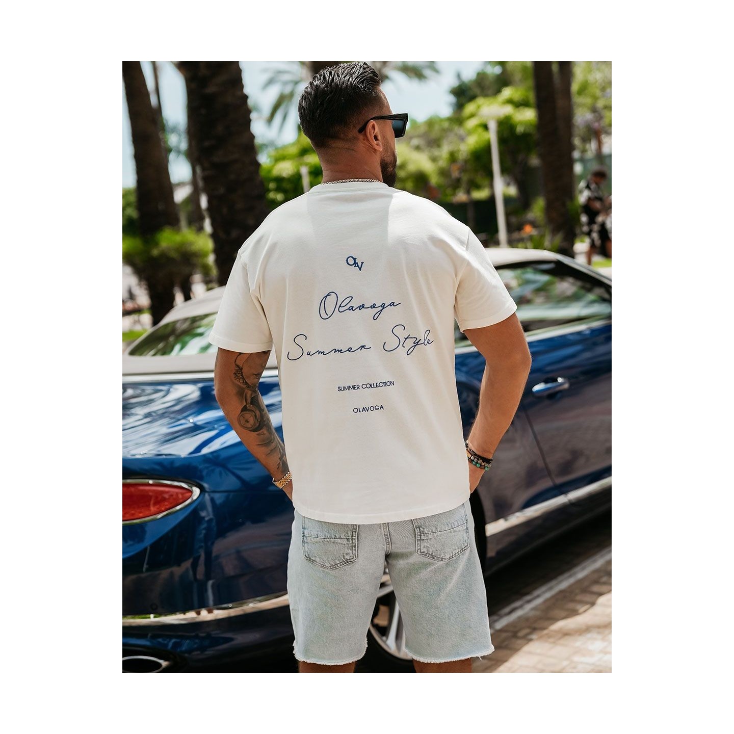 T-shirt męski OLAVOGA BLUE HARMONY 2025 ecru - FashionPlace - 3
